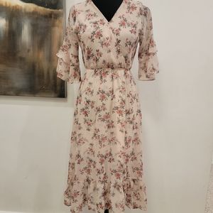 Mauze pink floral midi summer dress